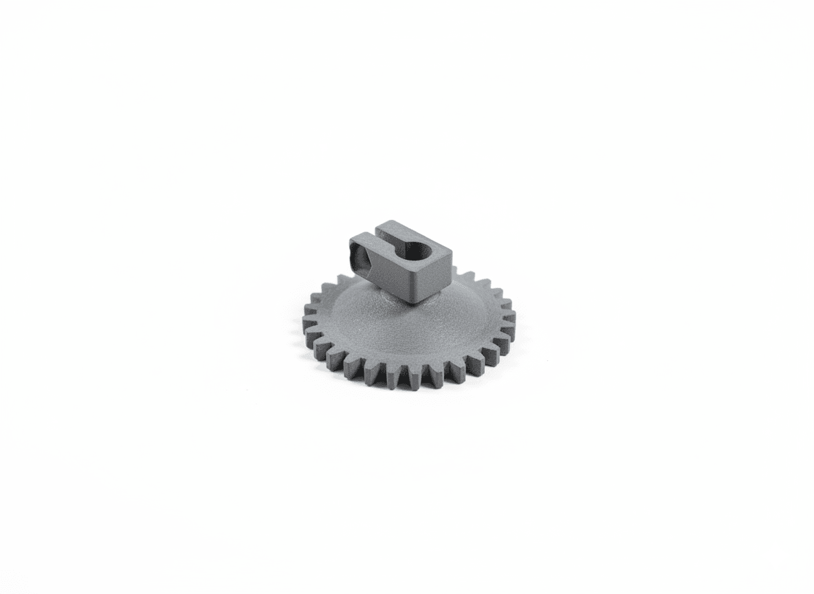 Compact tandwiel met naaf - Klein tandwielonderdeel met opbouw aan de bovenzijde, bedoeld voor functionele positionering.